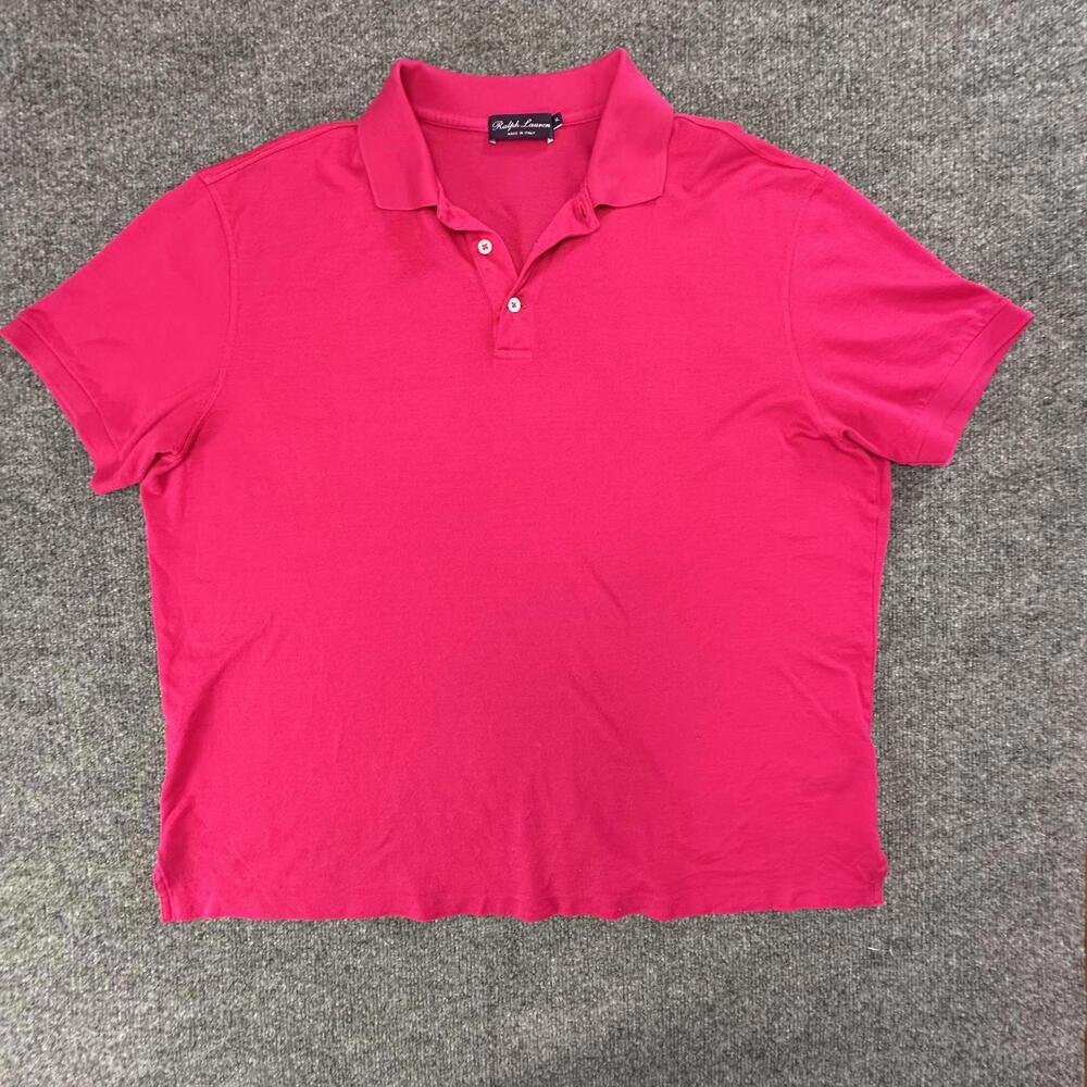 Ralph Lauren Purple Label Mens Polo Shirt XL Pink Made in Italy Cotton Pique